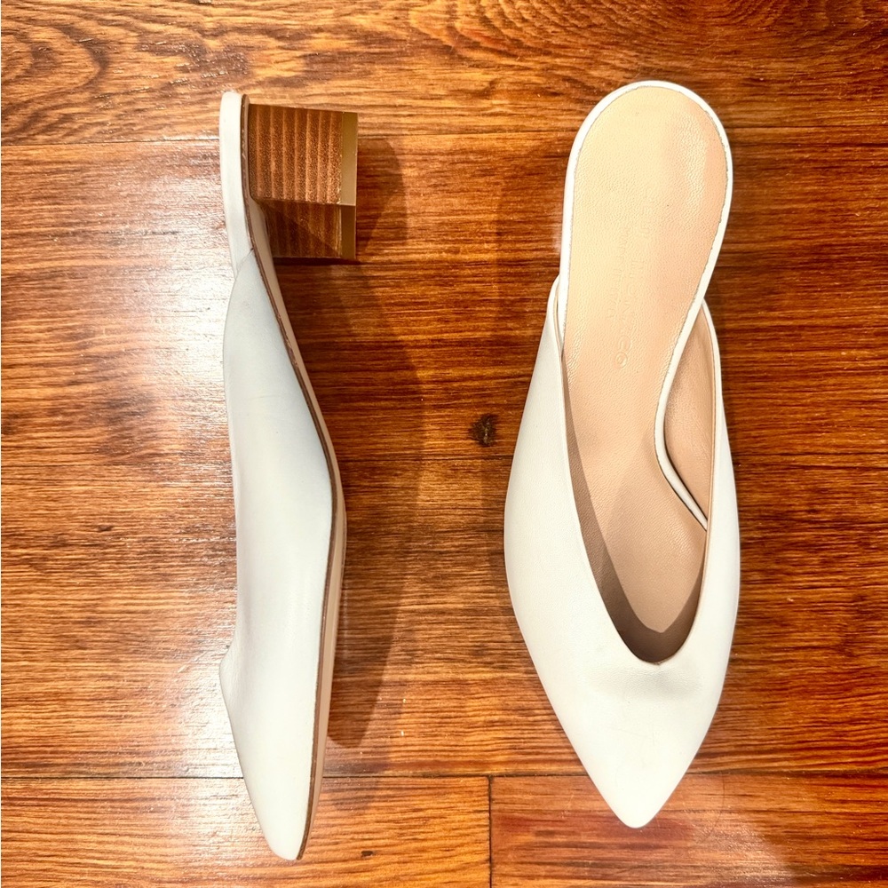 Club Monaco Loalla White Women's Pointed-Toe Mules - Picture 4 of 4